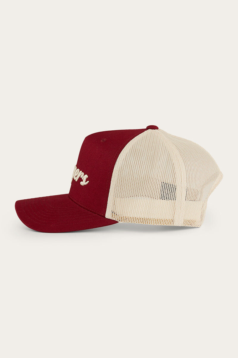 Ringers Western Hackett Trucker Baseball Cap Hat in Burgundy 6