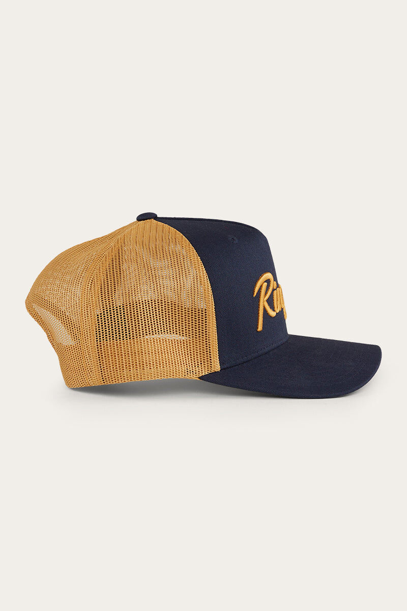 Ringers Western Hackett Trucker Baseball Cap Hat in Navy/Clay 4
