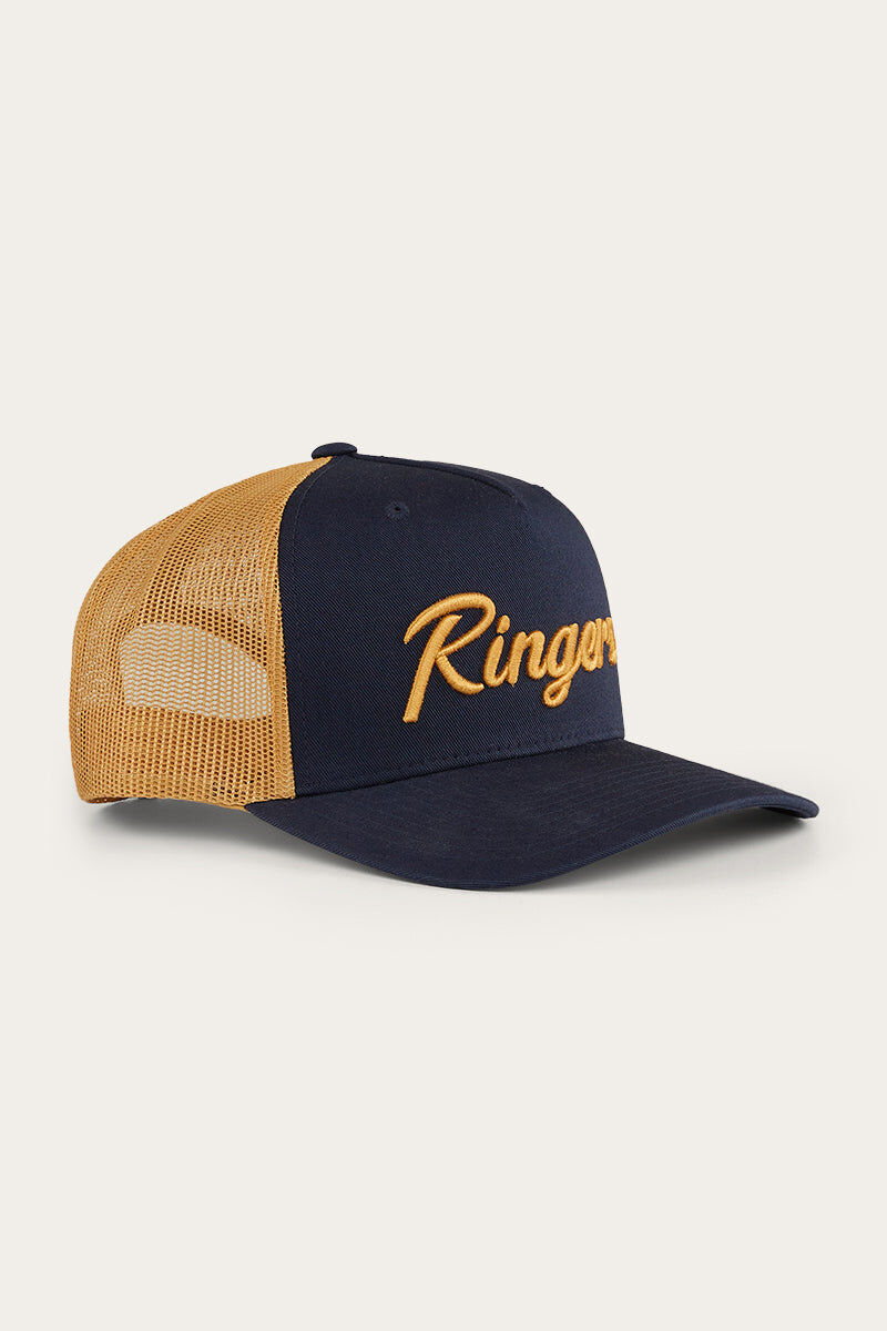 Ringers Western Hackett Trucker Baseball Cap Hat in Navy/Clay 6