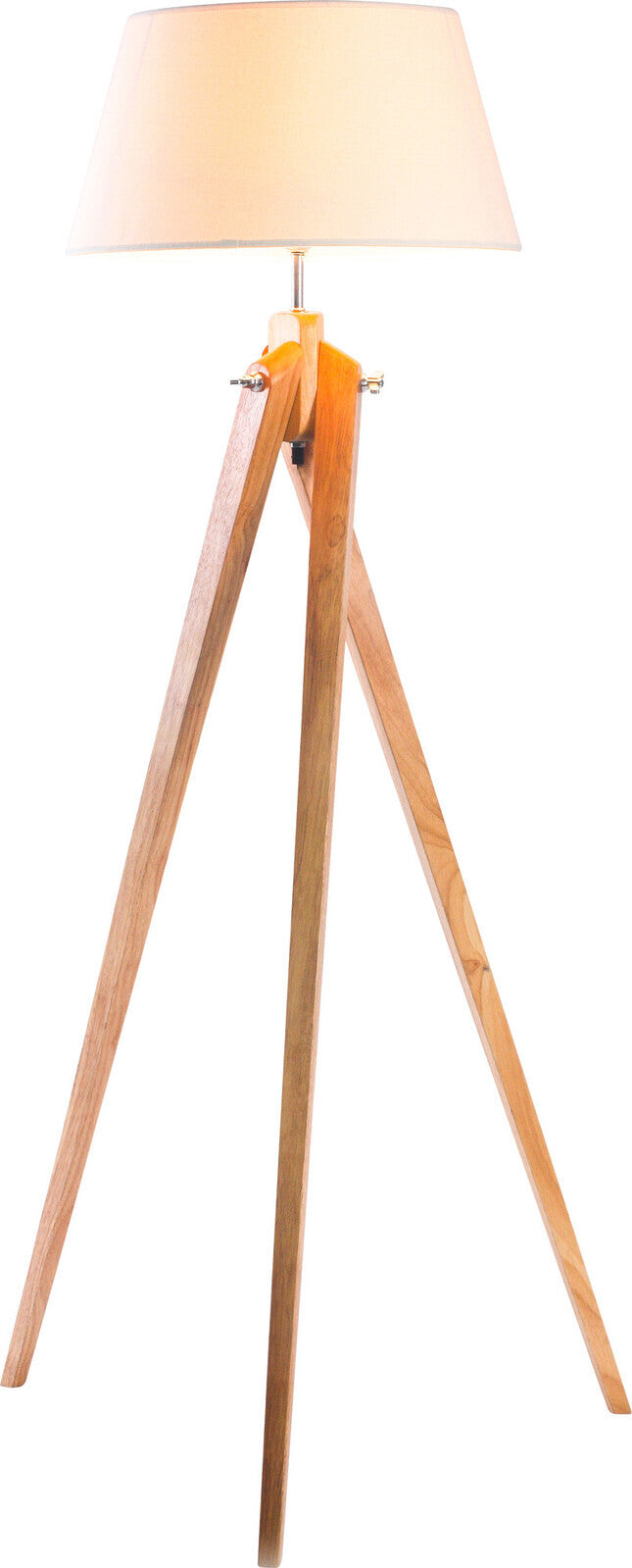 Large Tripod Floor Lamp Linen Shade Modern Bamboo Wooden Retro Twist Light 4