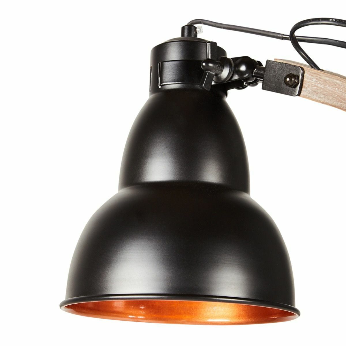 Wooden Large Floor Lamp Industrial Retro Modern Adjustable Light - Matte Black 4