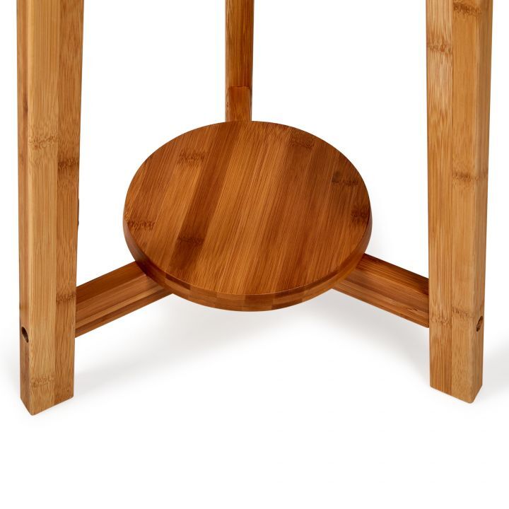 155cm Large Bamboo Wooden Tripod Floor Lamp w Beige Linen Light Shade 5