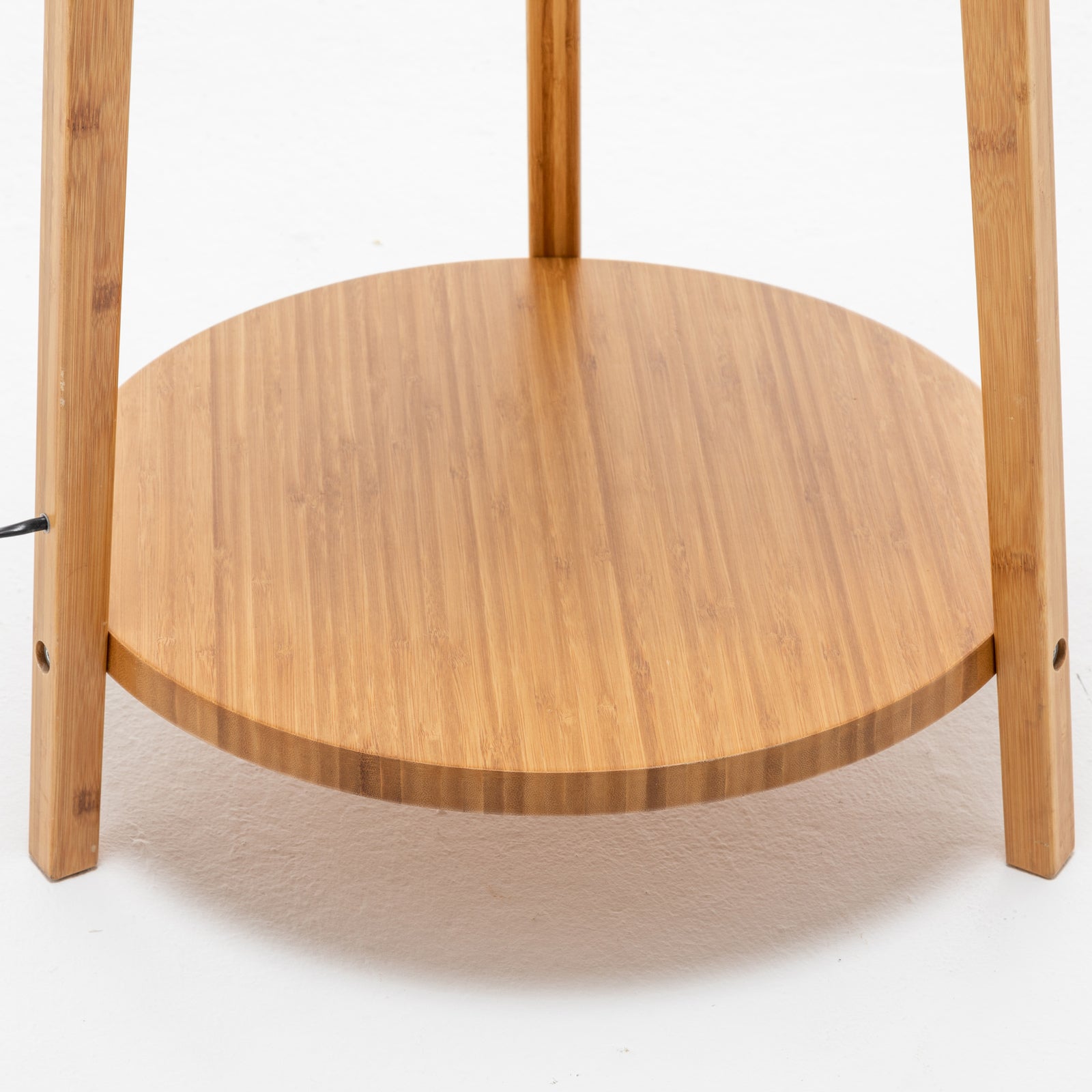 168cm Large Bamboo Wooden Tripod Floor Lamp Light Modern Linen Shade w Shelves 6