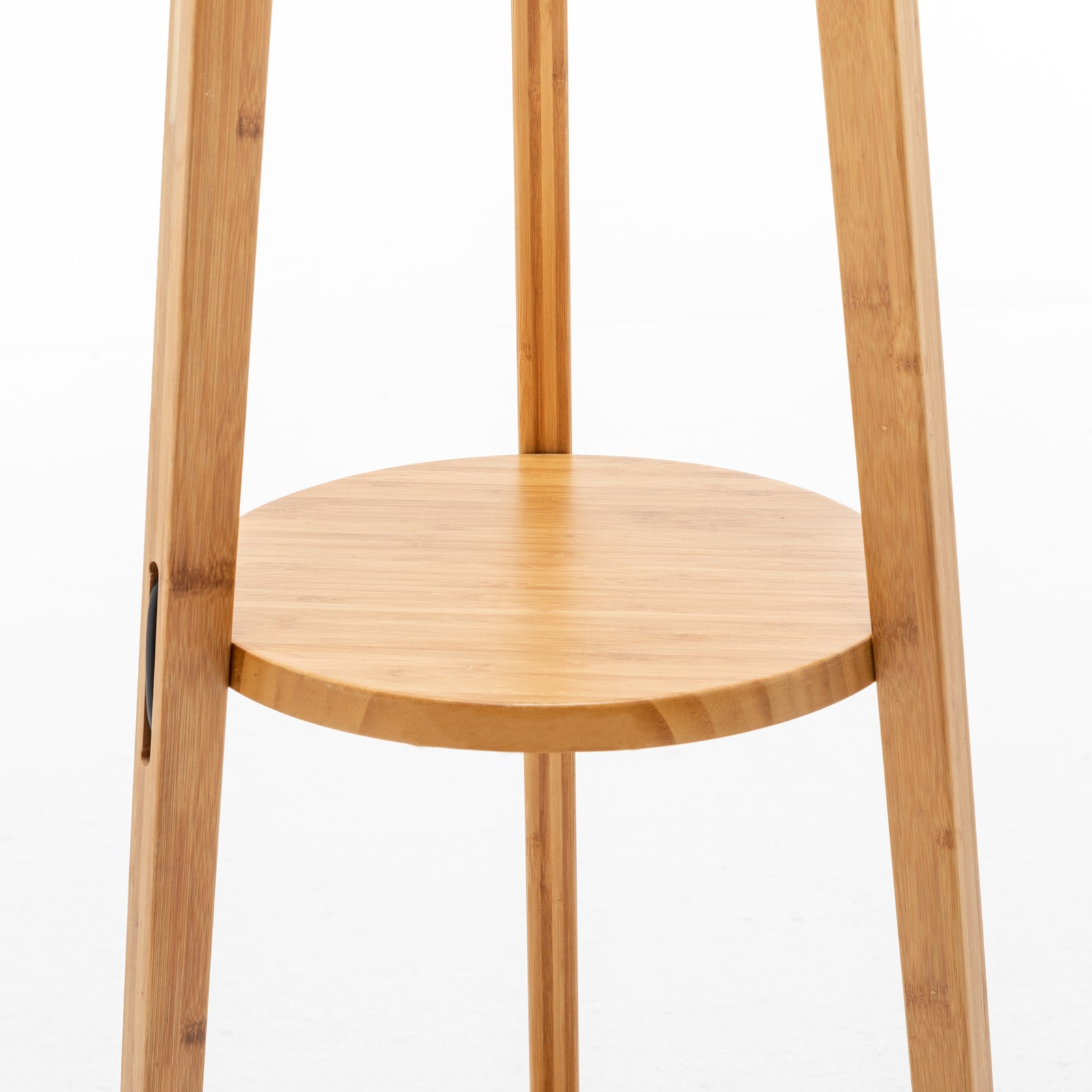 168cm Large Bamboo Wooden Tripod Floor Lamp Light Modern Linen Shade w Shelves 7