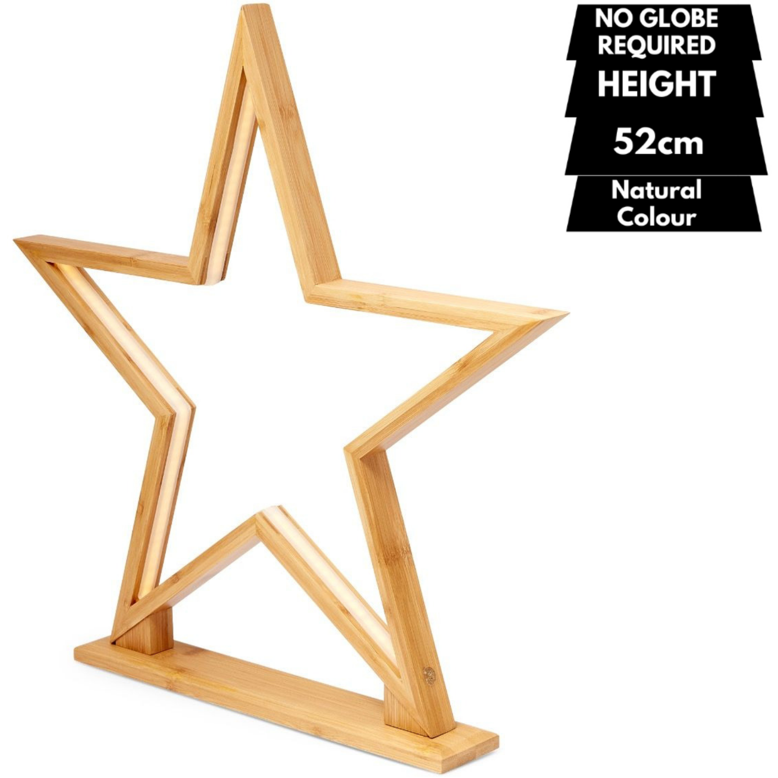 52cm Bamboo Star LED Table Desk Lamp Light Modern Designer - Natural 7