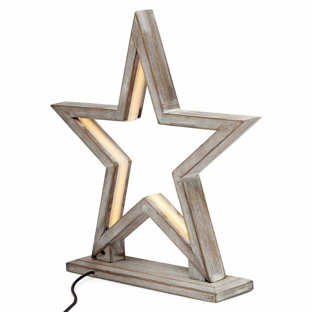33cm Bamboo Star LED Table Lamp Light Modern Bedside - Antique Timber 4