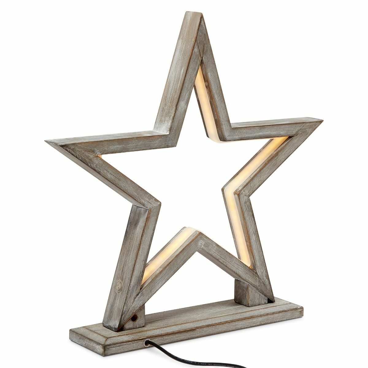 33cm Bamboo Star LED Table Lamp Light Modern Bedside - Antique Timber 5