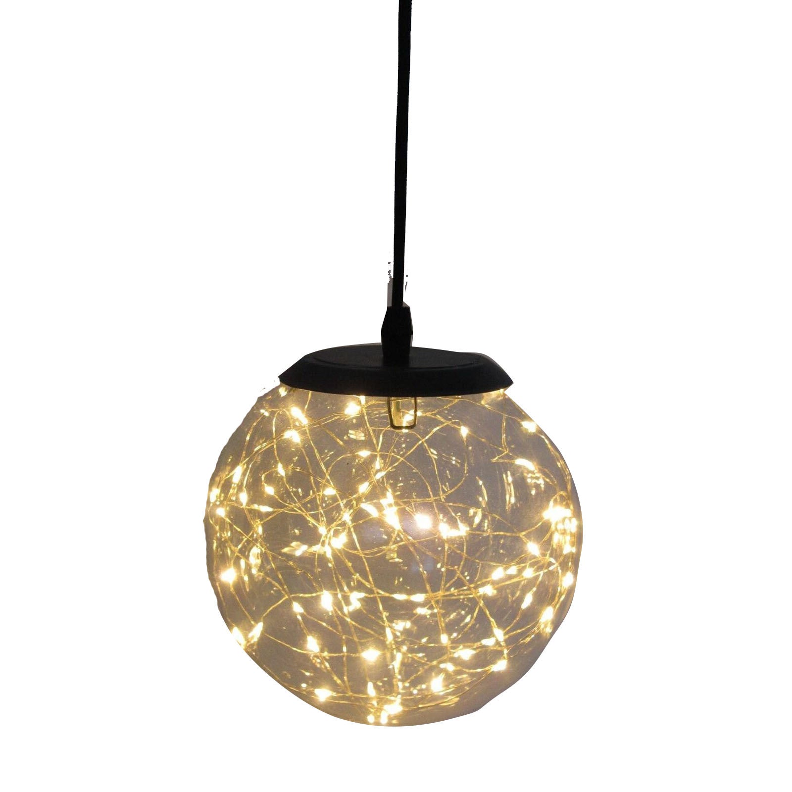 Glass LED Lighting Pendant Light w/ Timer Hanging Lantern Lamp - Round 4