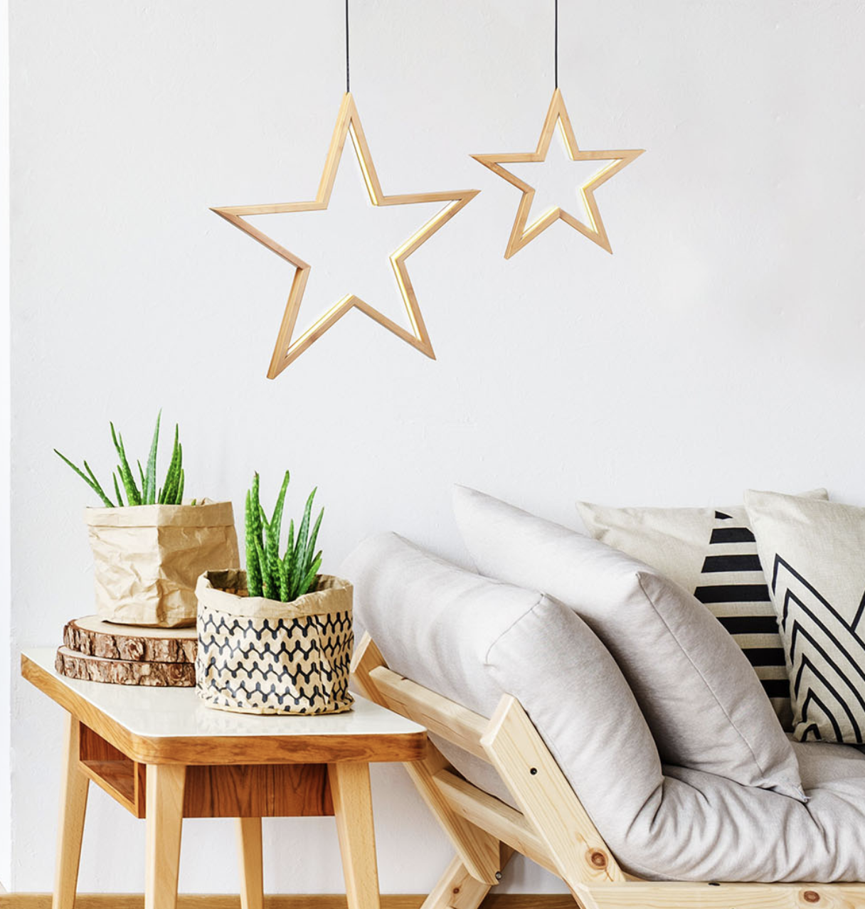 Ceiling Bamboo Star LED Hanging Lamp Natural Home Decor Lighting Pendant - Natural 3