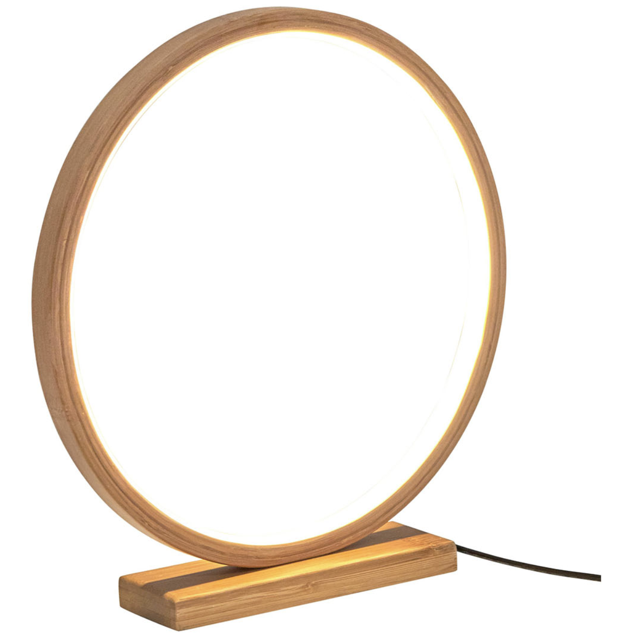 Bamboo Single Ring LED Lamp Light Modern Scandi Minimalistic - Natural 4