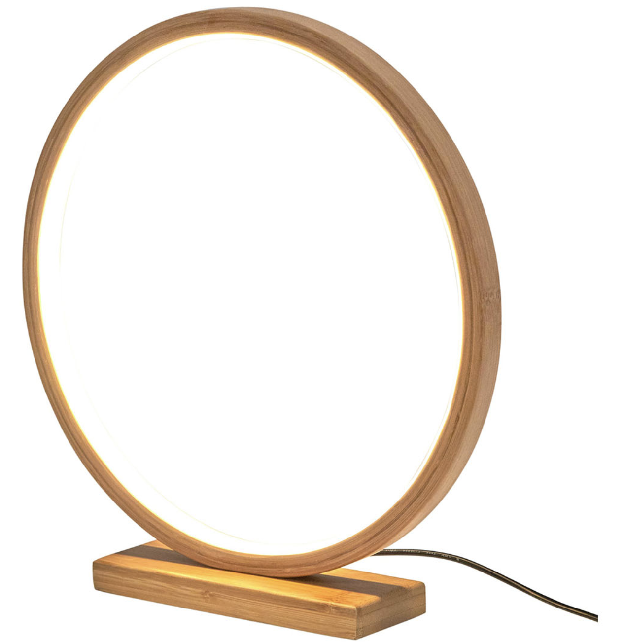 Bamboo Single Ring LED Lamp Light Modern Scandi Minimalistic - Natural 6