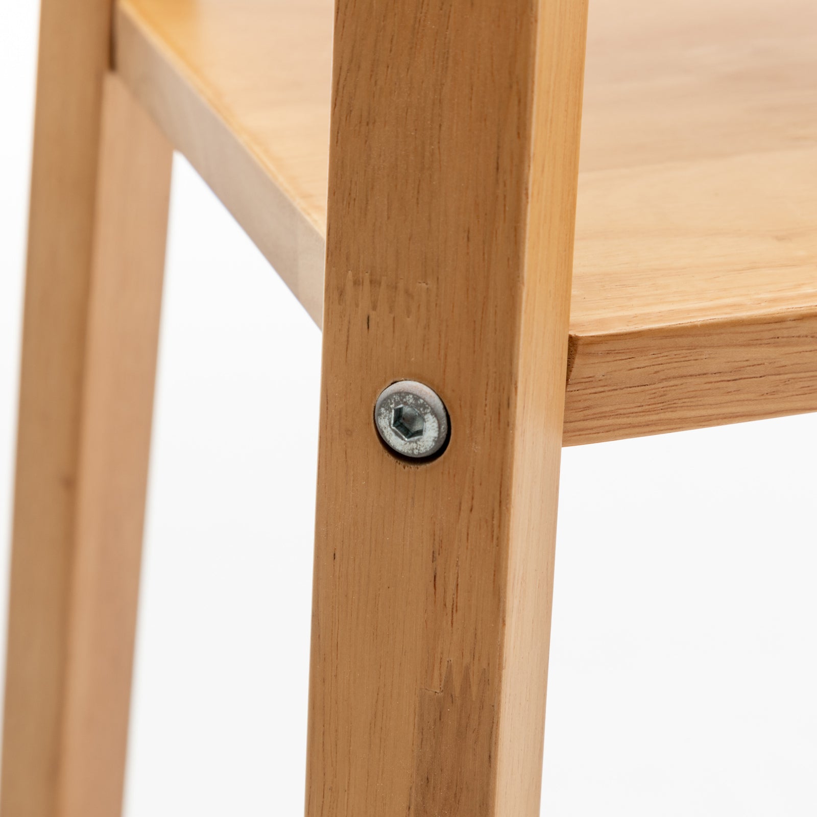 Eiffel 3 Tier Natural Wood Floor Lamp w/ Storage Shelves + Off White Linen Shade 4