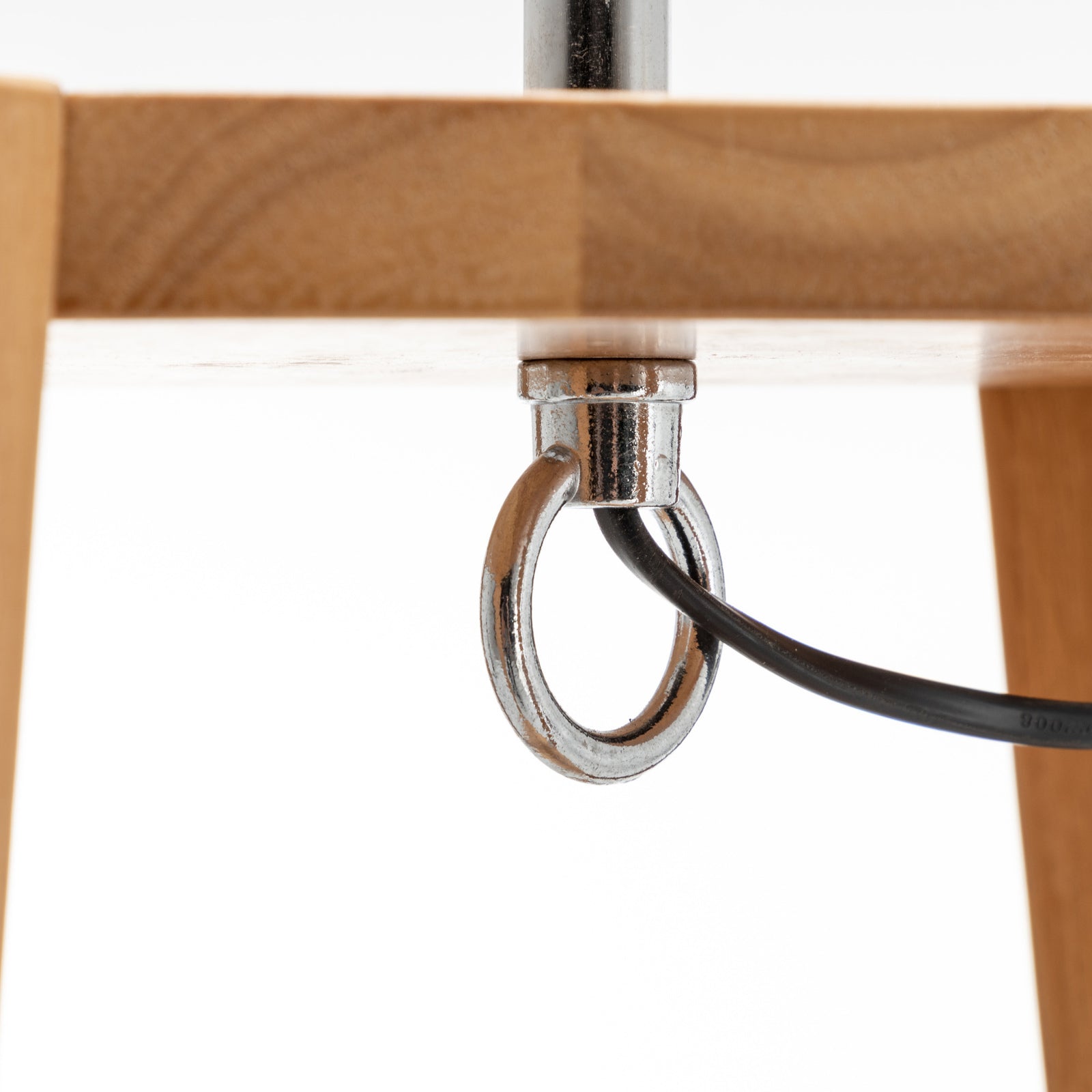 Eiffel 3 Tier Natural Wood Floor Lamp w/ Storage Shelves + Off White Linen Shade 7