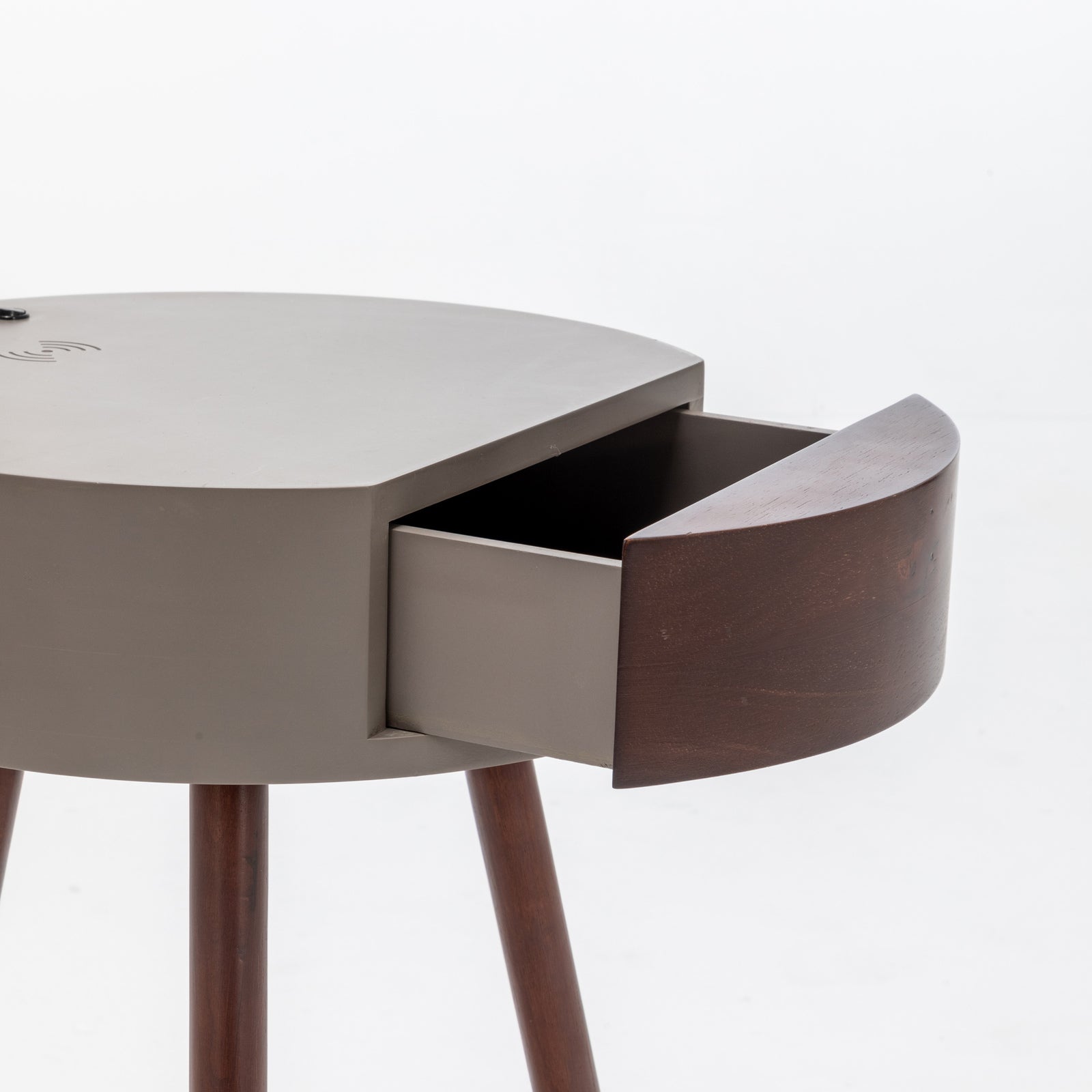 Florence Tripod Lamp Shelf Storage Drawer Bed Side Table Light w/ USB Charger 5