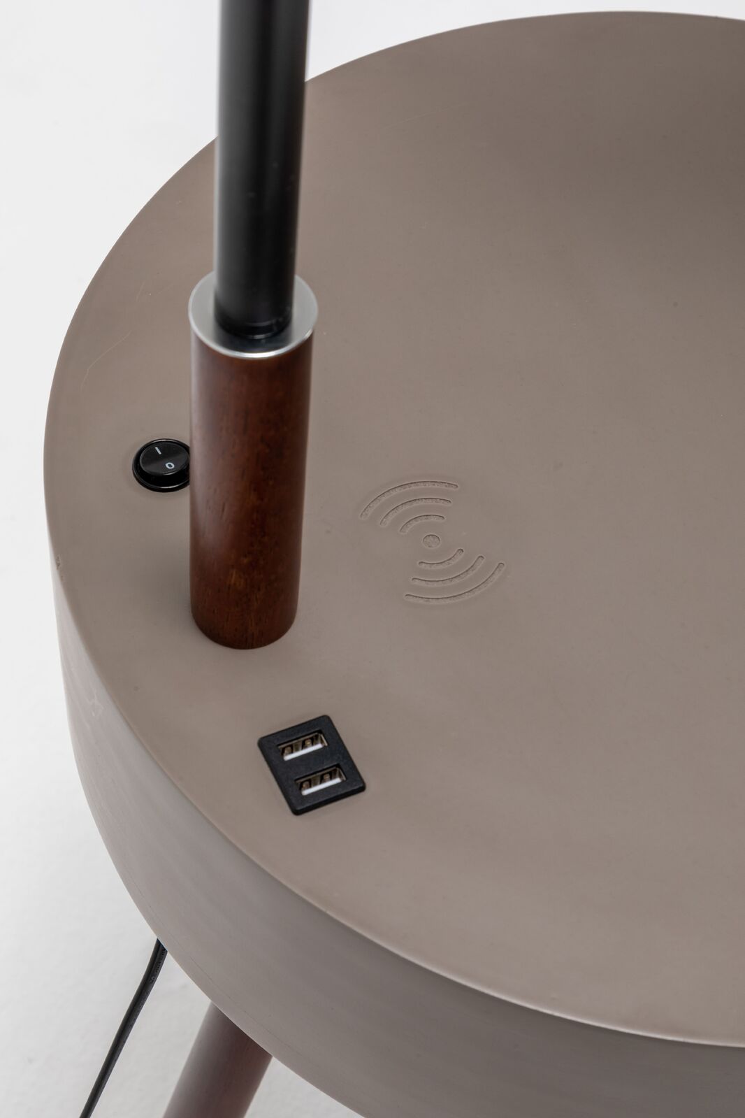 Florence Tripod Lamp Shelf Storage Drawer Bed Side Table Light w/ USB Charger 6