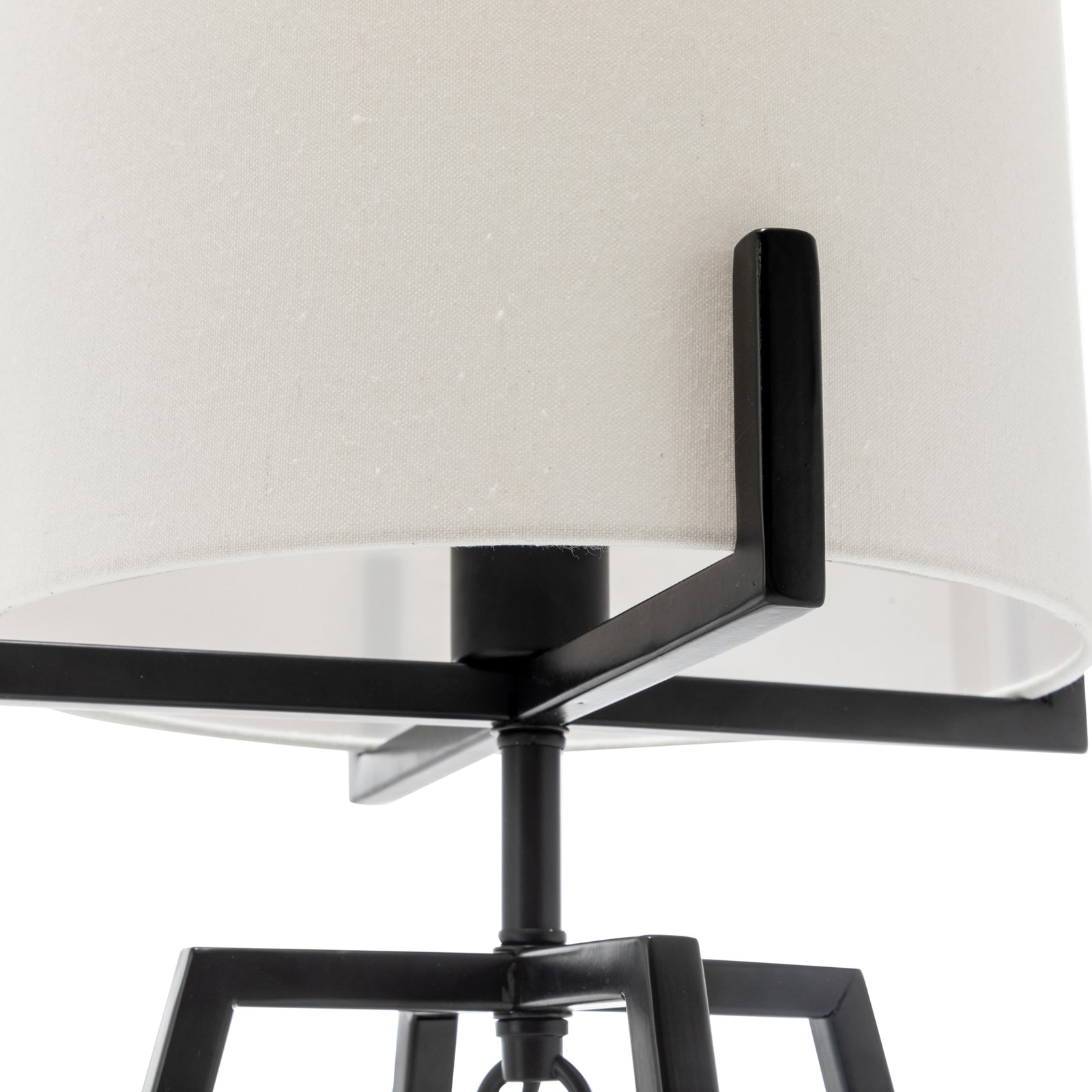 Modern Scandi Metal Dimmable Table Desk Lamp Light w/ Linen Shade - Matte Black 8