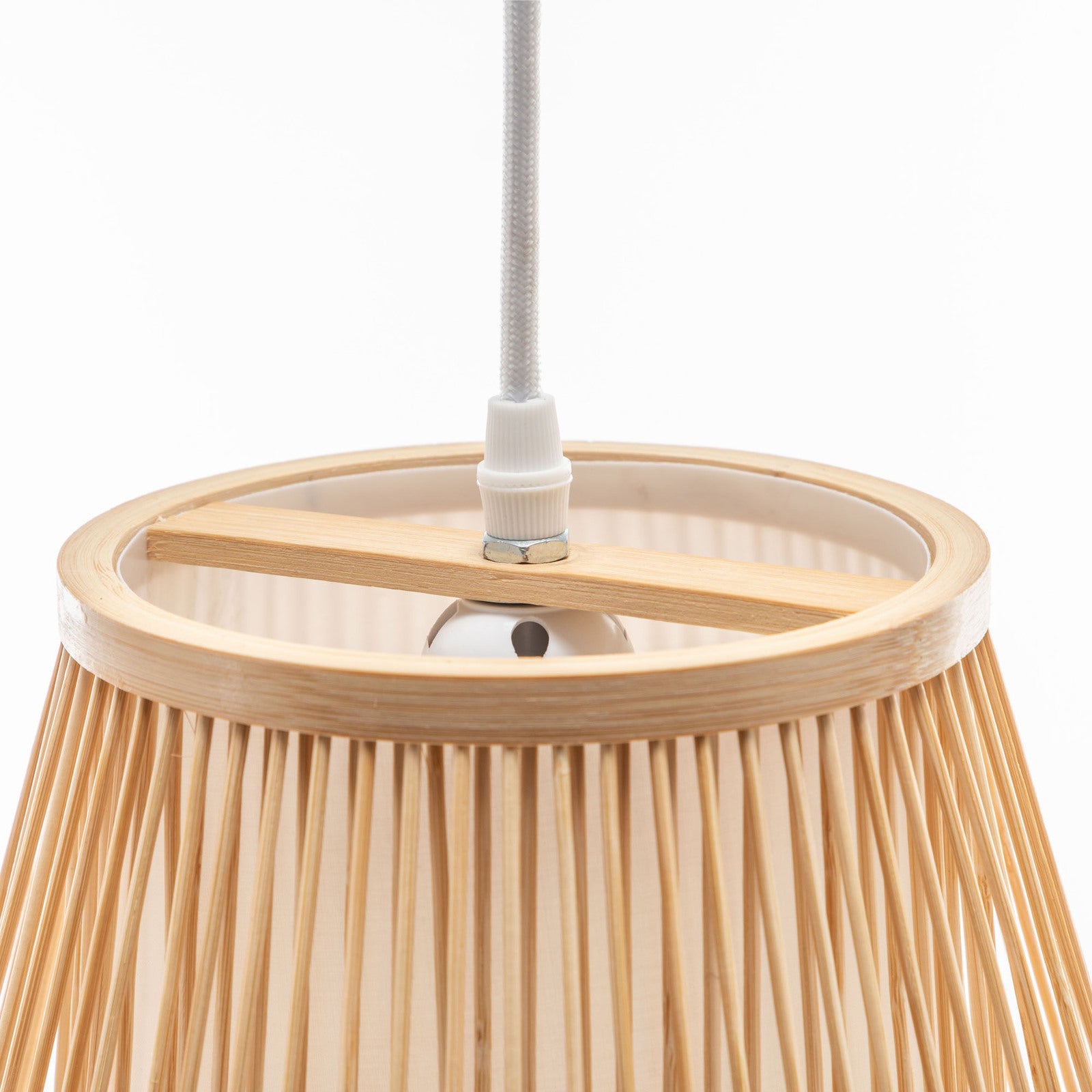 Natural Woven Bamboo Empire Pendant Lamp Hanging Light Bell Shade Boho Tropical 4
