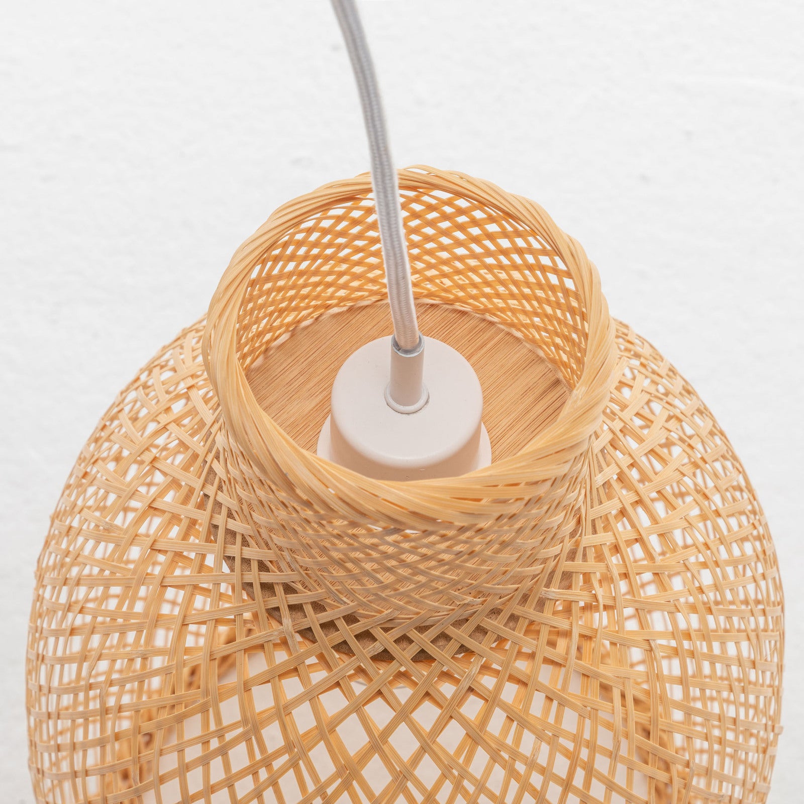 Natural Woven Bamboo Cone Pendant Lamp Hanging Light Bell Shade Boho Tropical 4