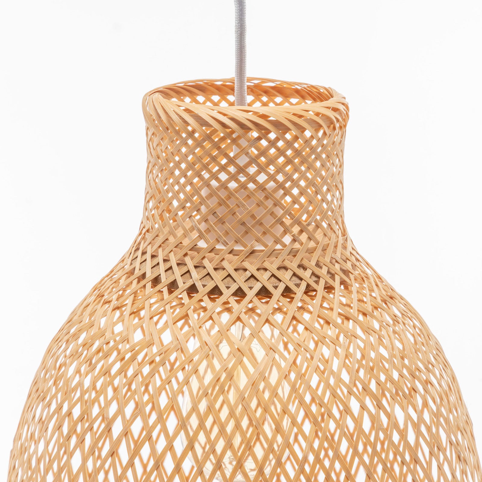 Natural Woven Bamboo Cone Pendant Lamp Hanging Light Bell Shade Boho Tropical 6