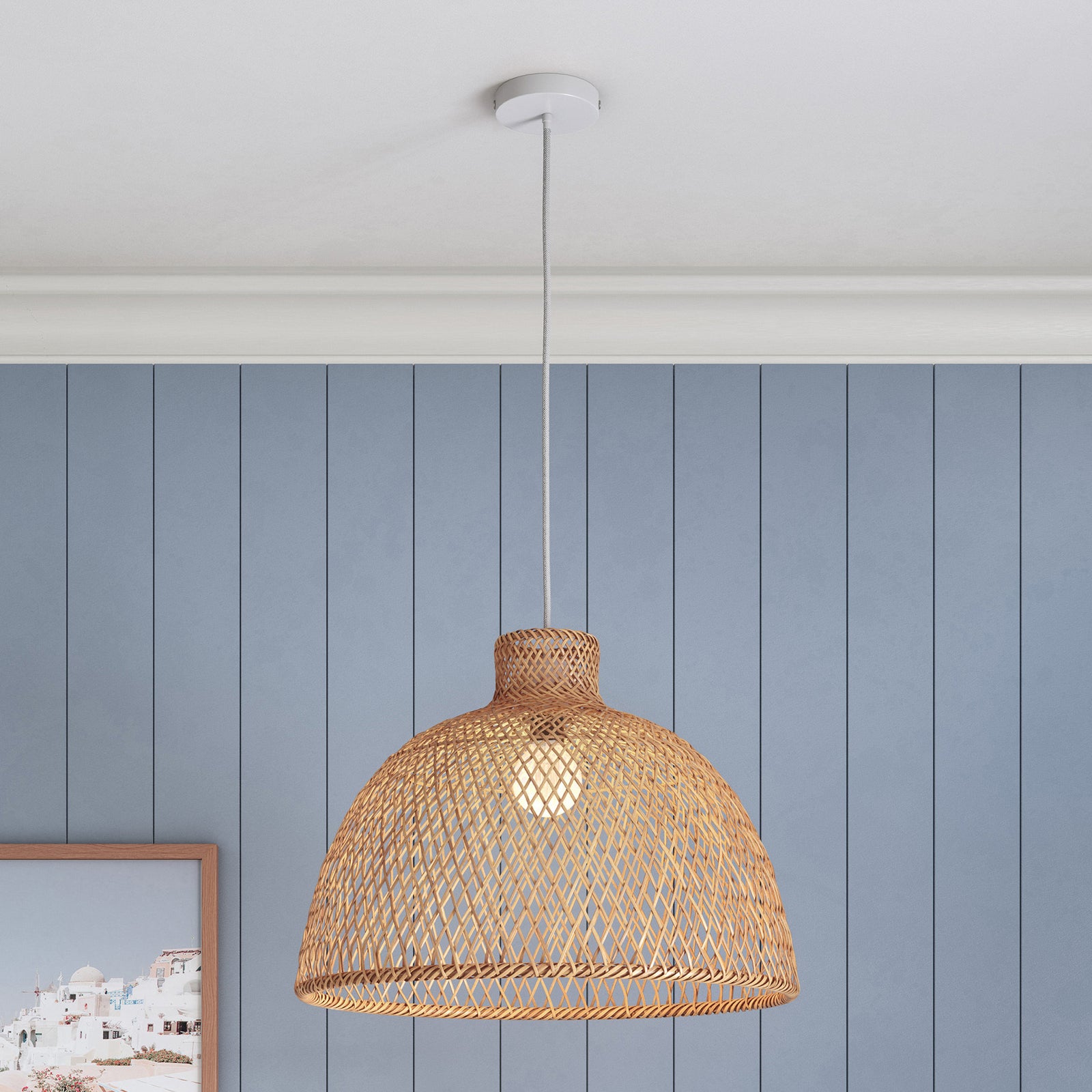 Natural Hand Woven Bamboo Dome Pendant Lamp Hanging Light Rattan Style 8