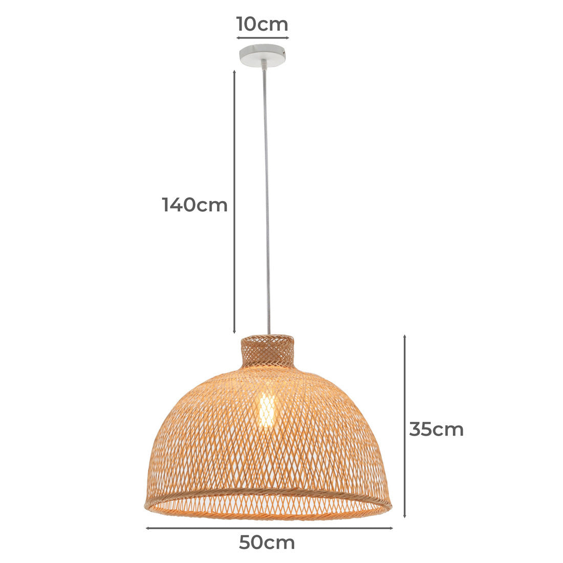 Natural Hand Woven Bamboo Dome Pendant Lamp Hanging Light Rattan Style 9