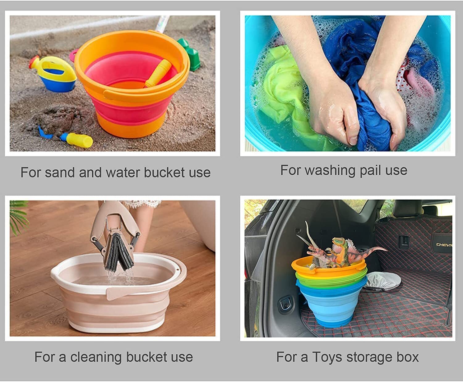 7 Litre Foldable Collapsible Silicone Bucket for Home/Hiking/Camping/Fishing - Green 5