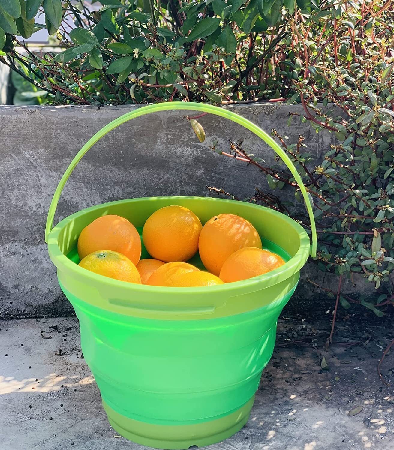 7 Litre Foldable Collapsible Silicone Bucket for Home/Hiking/Camping/Fishing - Green 6