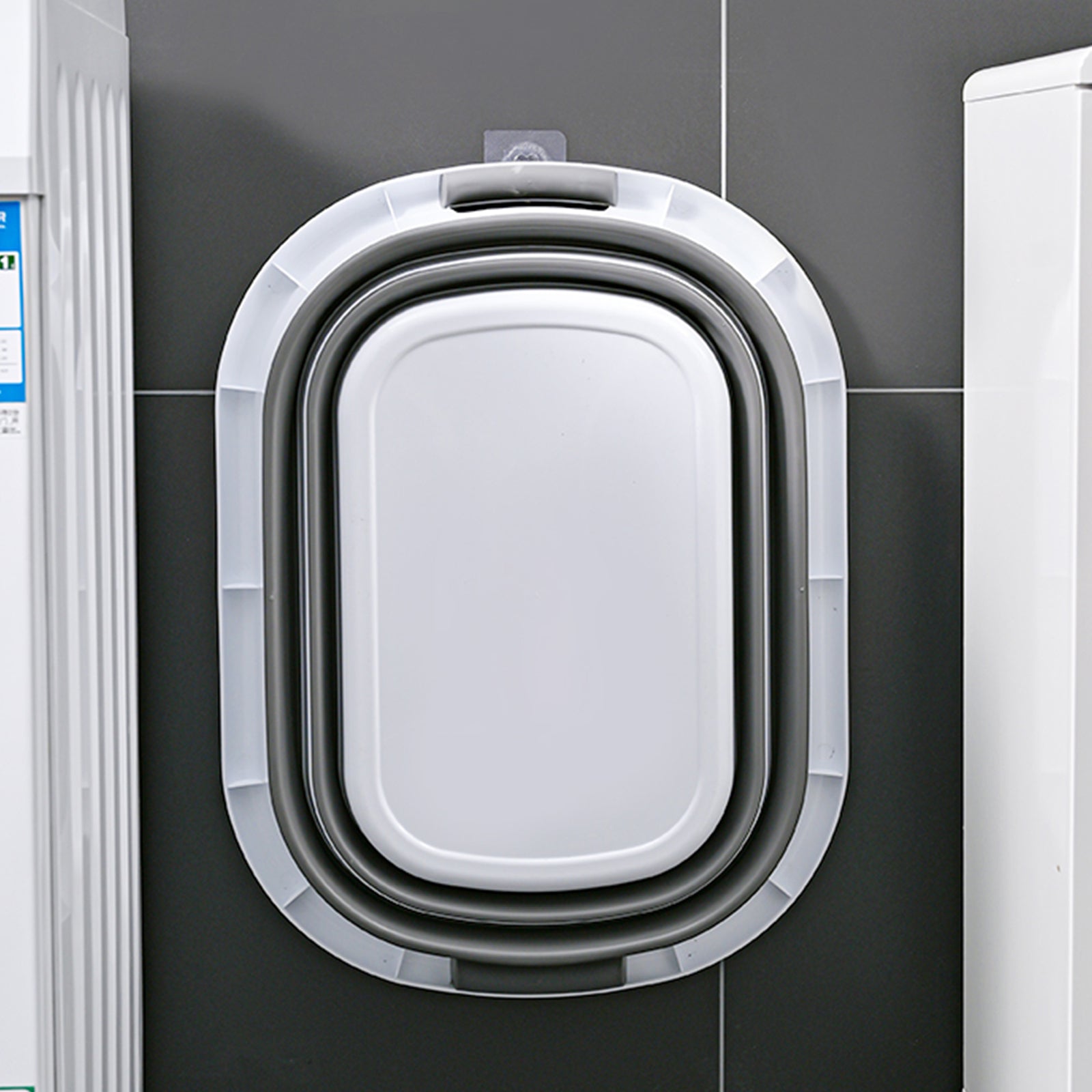 40L Collapsible Laundry Basket Washing Clothes w/Handles Bin Foldable - Grey/White 5