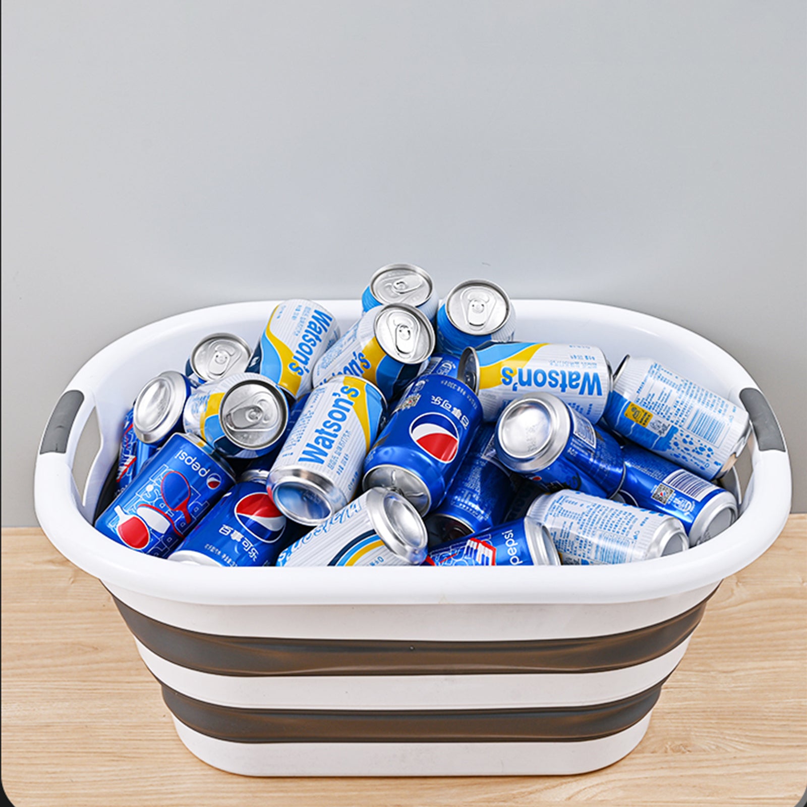 40L Collapsible Laundry Basket Washing Clothes w/Handles Bin Foldable - Grey/White 6