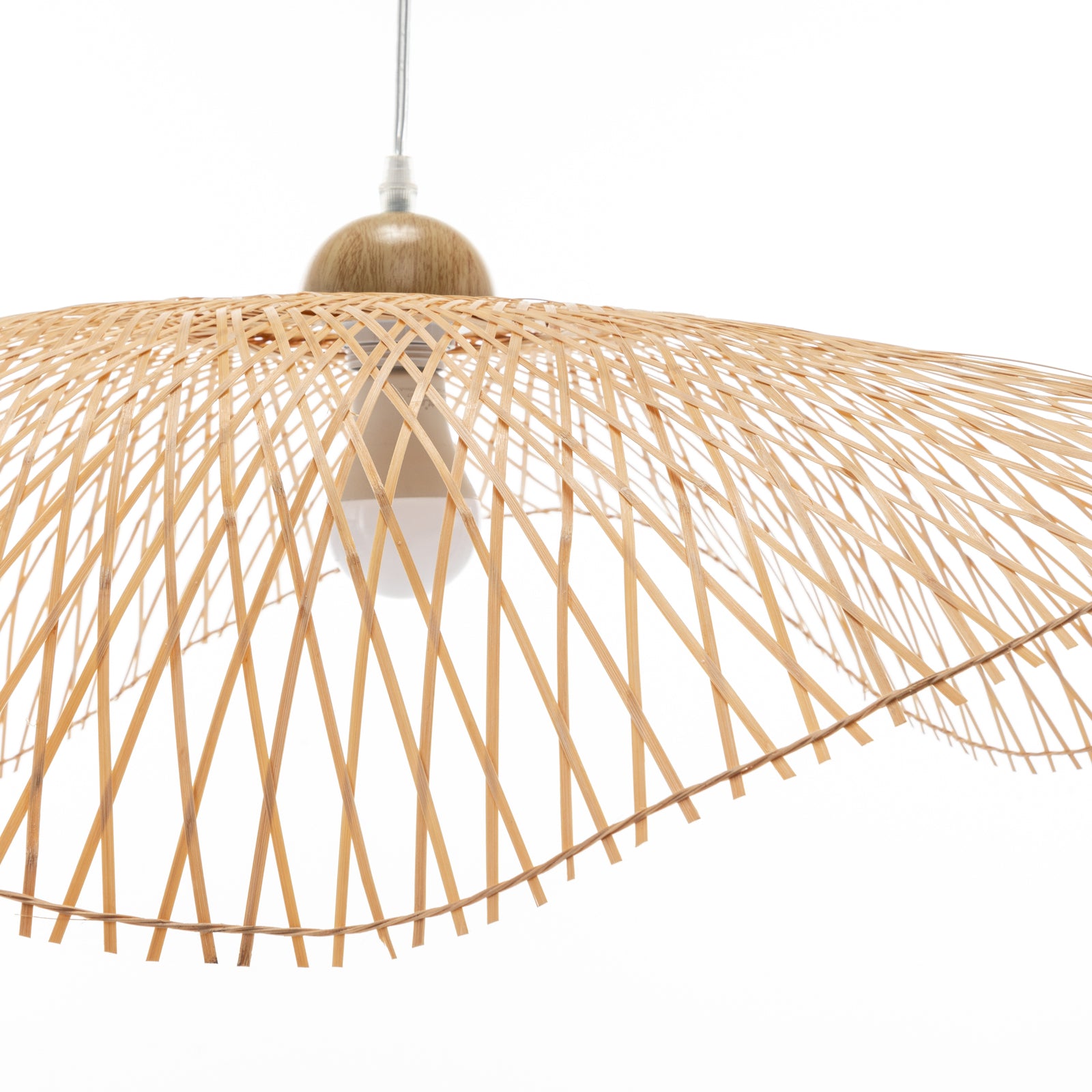 Serene Natural Hand-Woven Bamboo Wave Pendant Lamp Light - Large 5