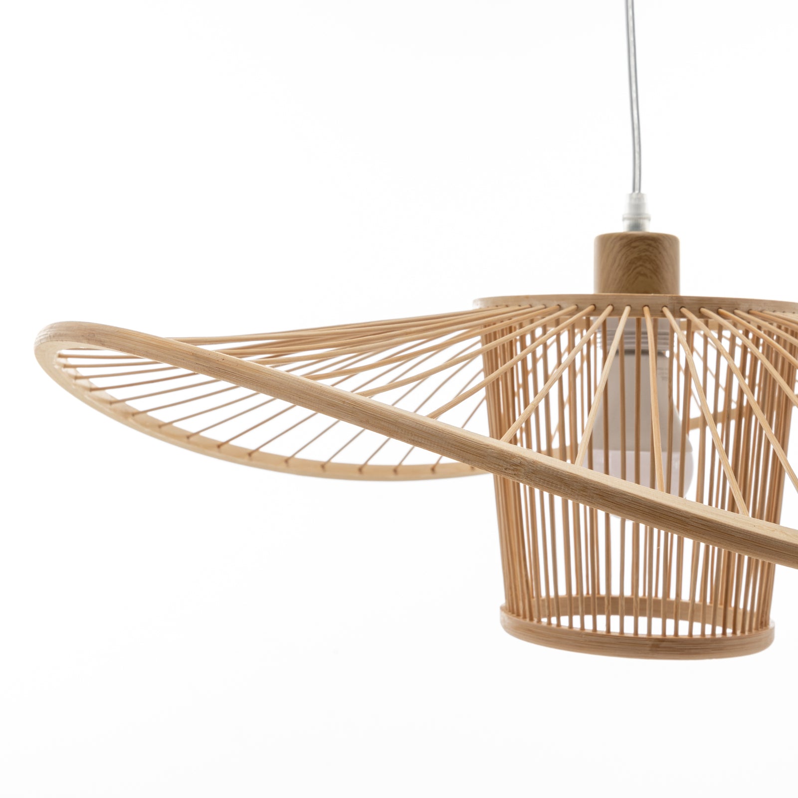 Elysian Breeze Natural Hand-Woven Bamboo Wide Brim Pendant Lamp 5