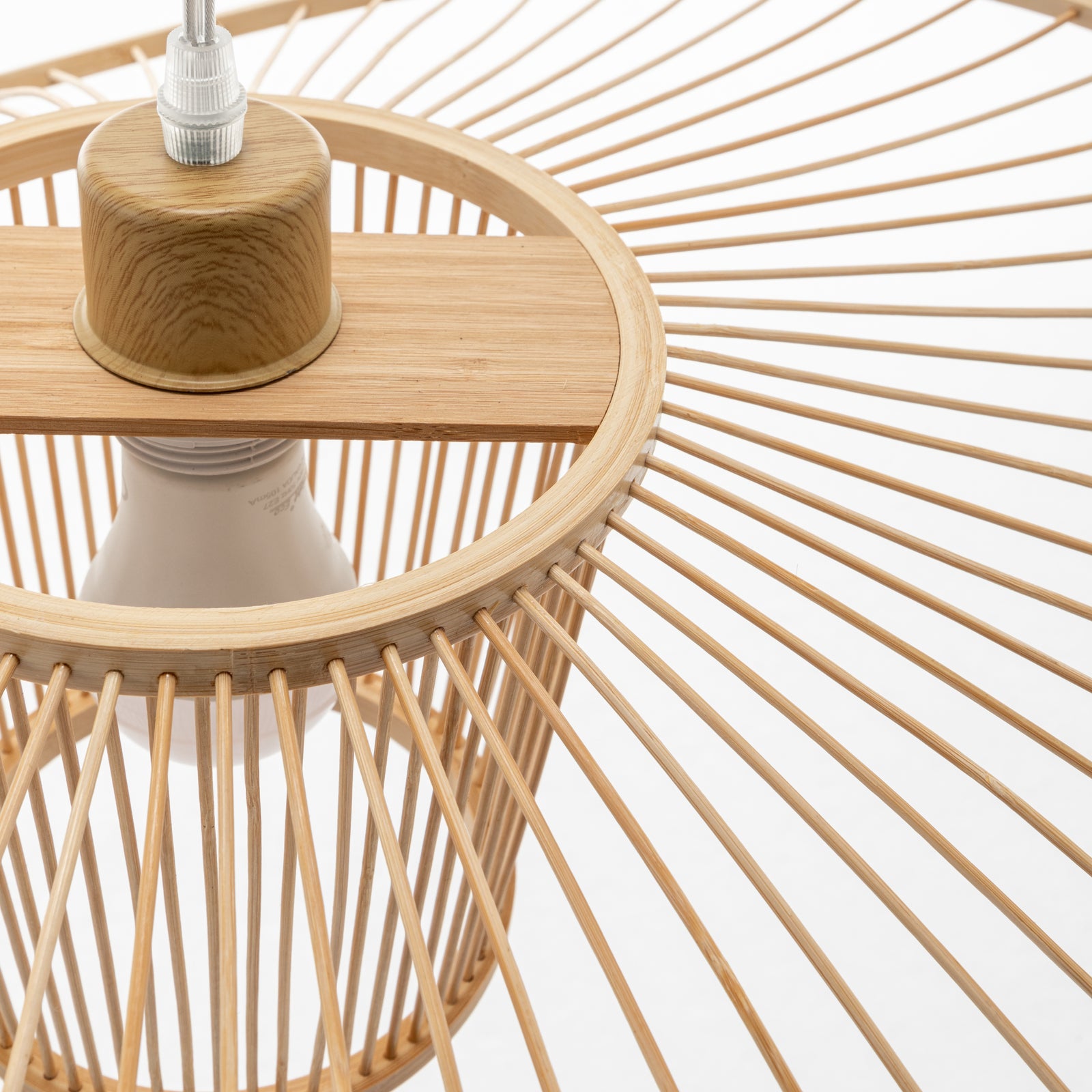 Elysian Breeze Natural Hand-Woven Bamboo Wide Brim Pendant Lamp 6