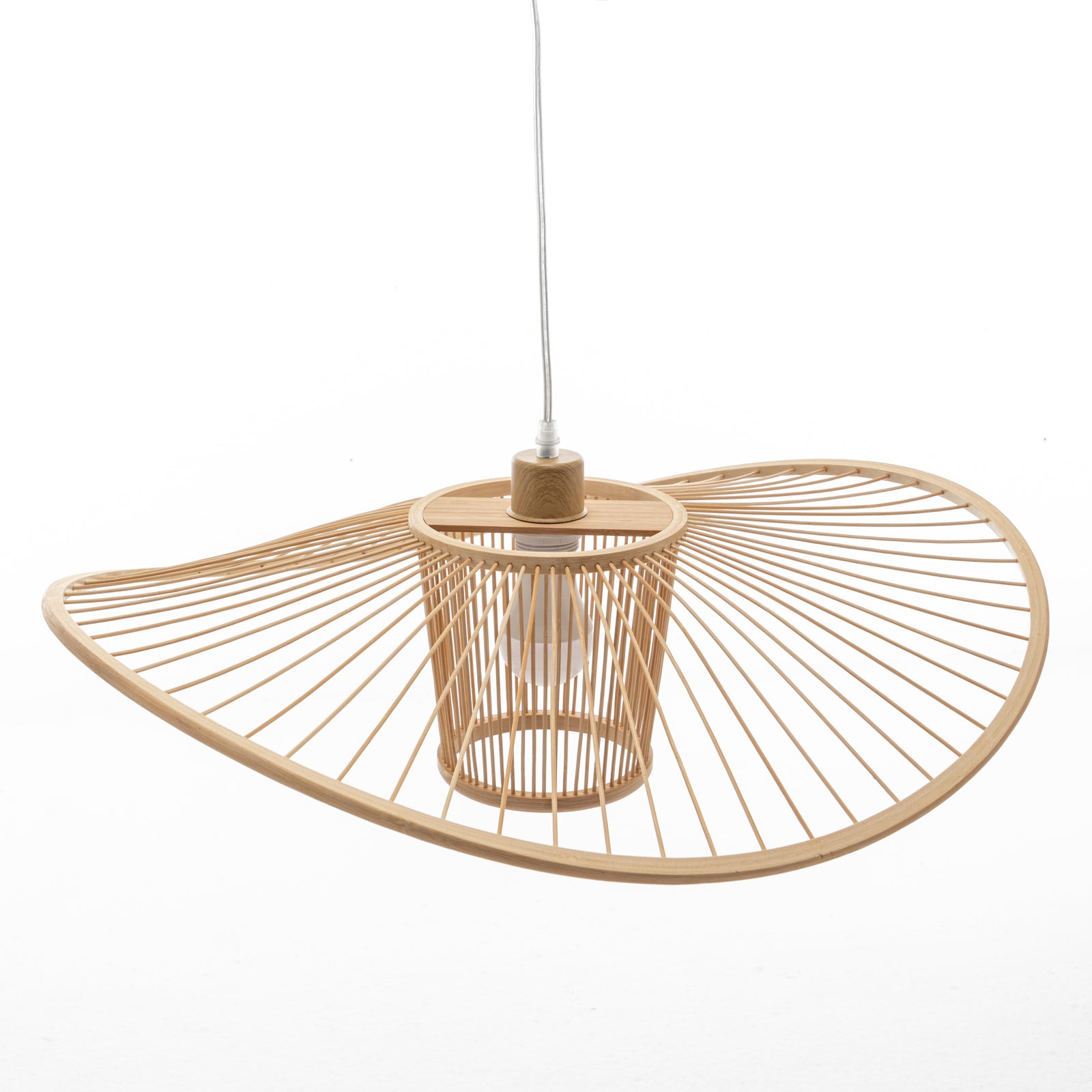 Elysian Breeze Natural Hand-Woven Bamboo Wide Brim Pendant Lamp 7