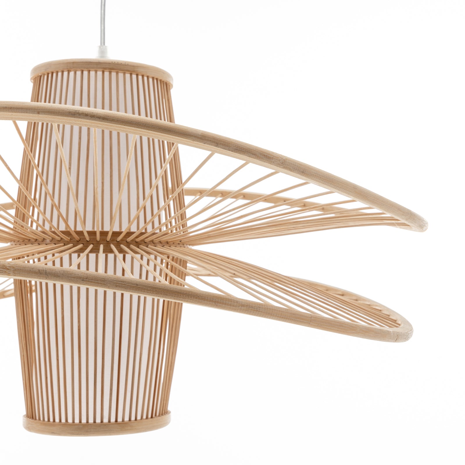 Elysian Breeze Double Natural Hand-Woven Bamboo Double Wide Pendant Lamp Light 5