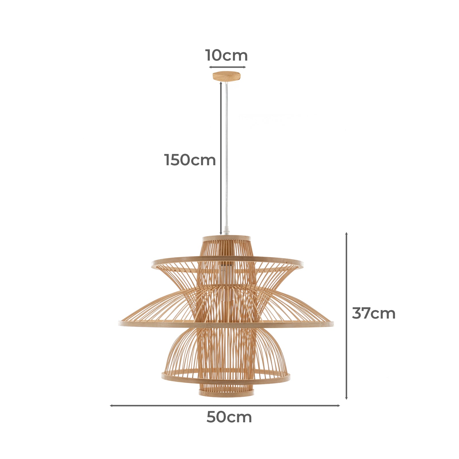 Aurora Natural Hand-Woven Bamboo 3-Layer Pendant Lamp Light 3