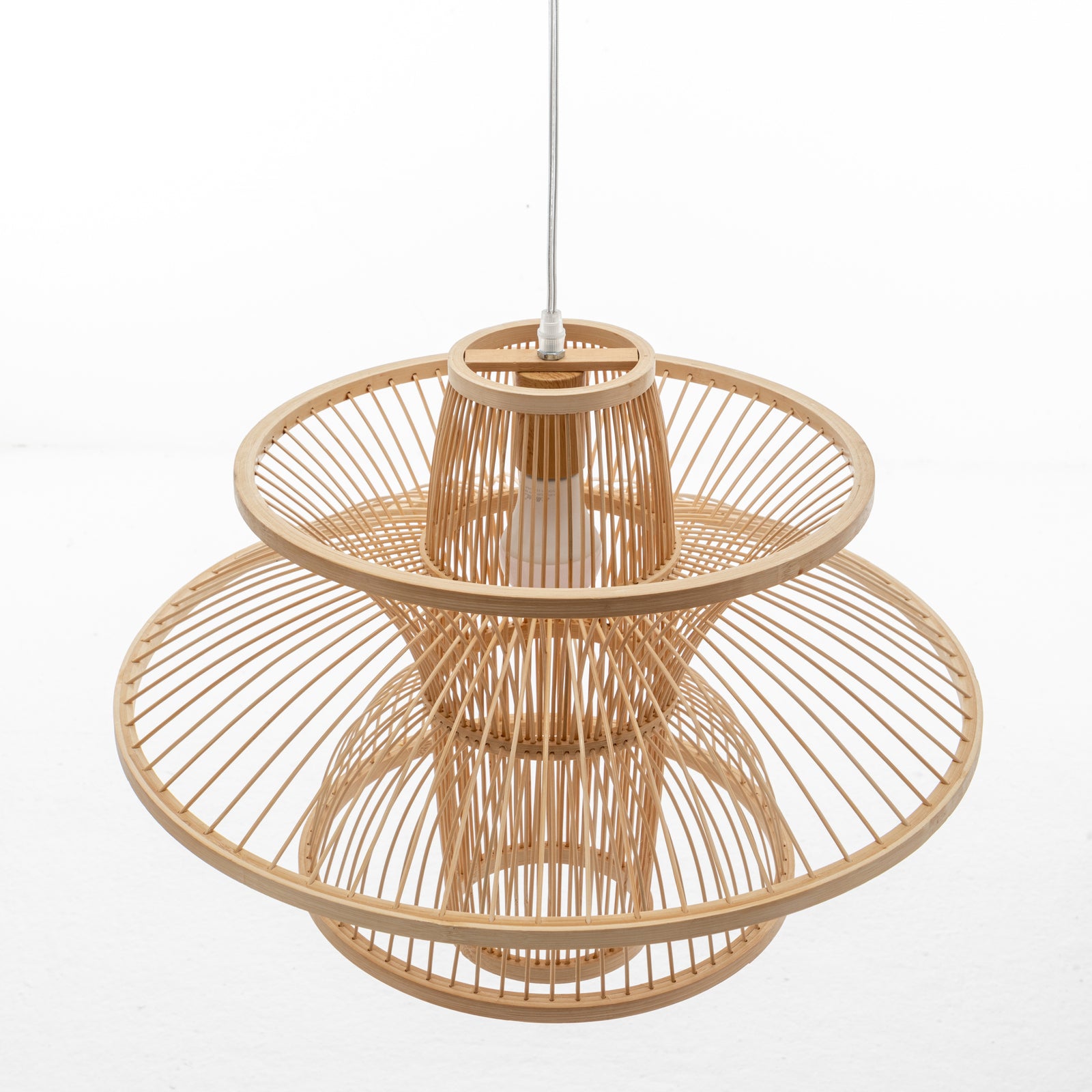 Aurora Natural Hand-Woven Bamboo 3-Layer Pendant Lamp Light 6
