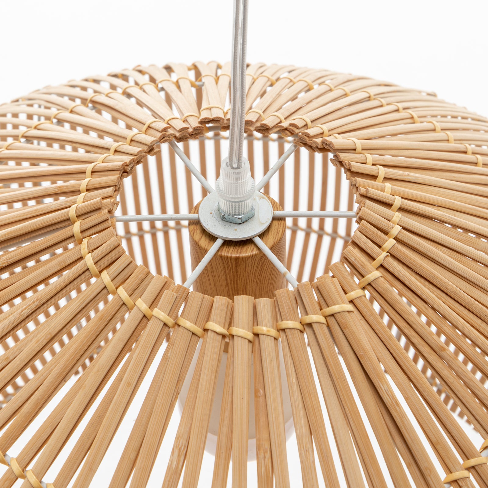 Solara Sphere Natural Hand-Woven Bamboo Cage Pendant Lamp Light 7