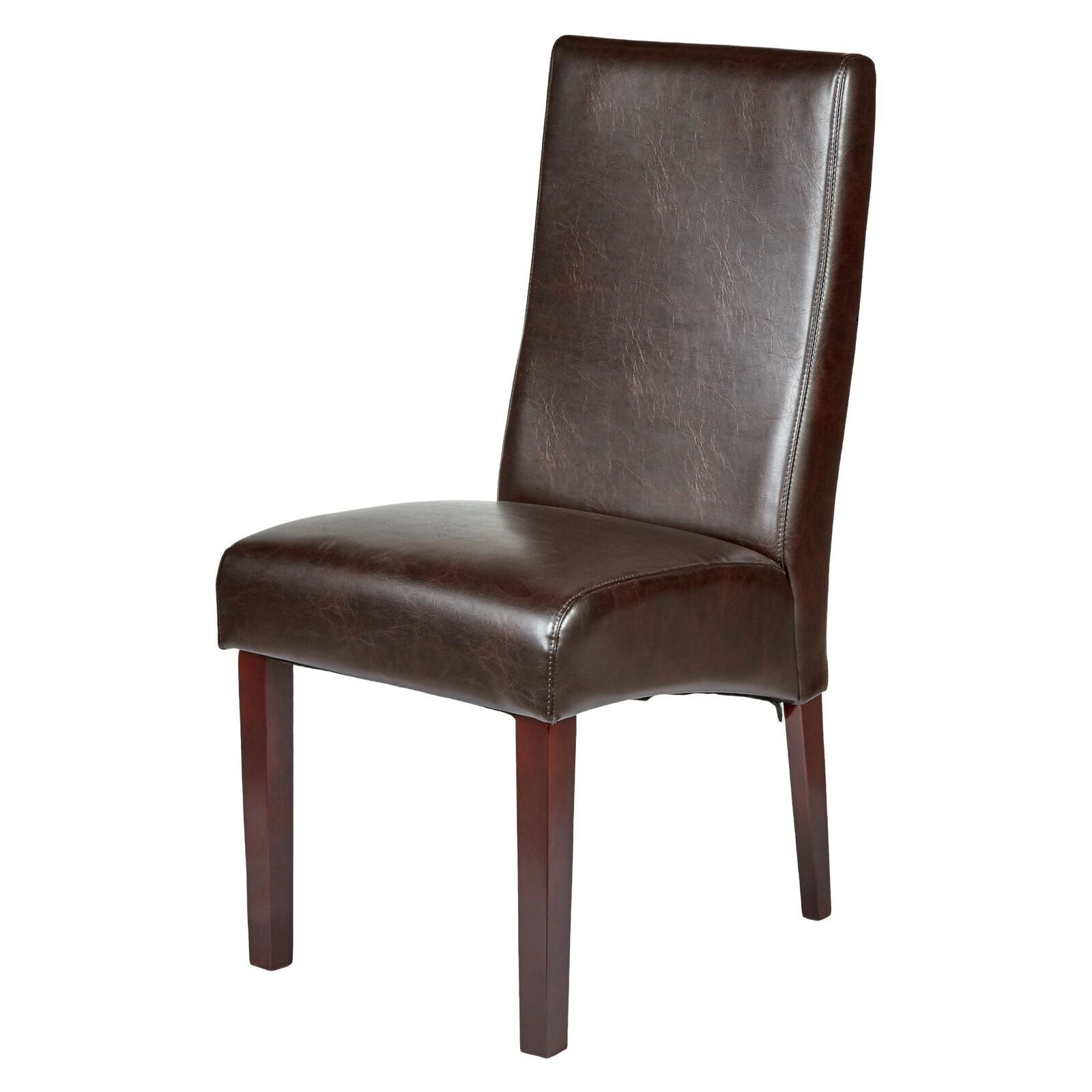 Set of 2 Rome Leather Brown Dining Chairs Durable Seat Wood Kitchen Cafe 6