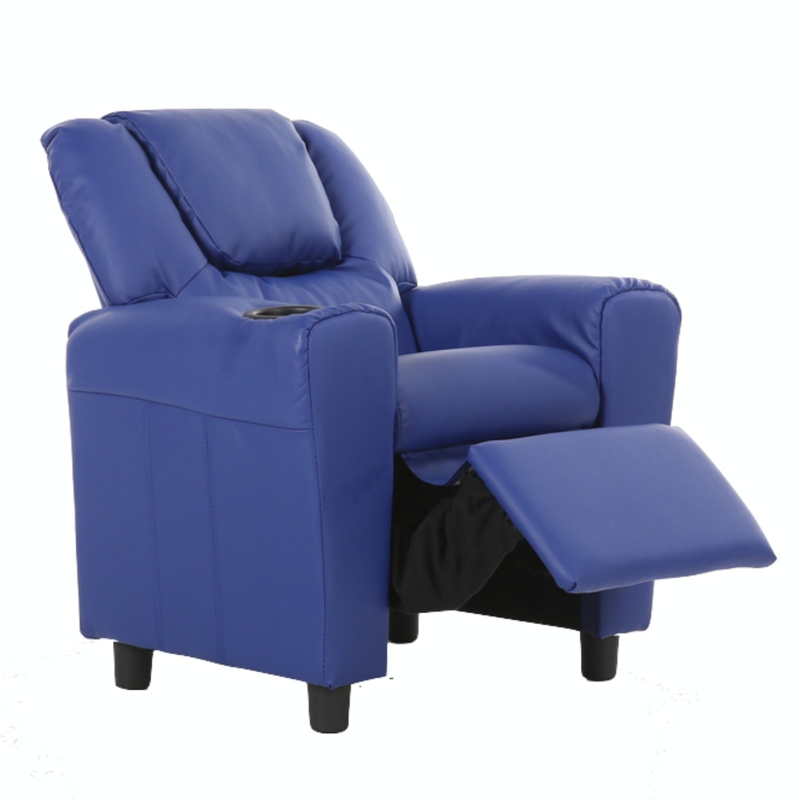 Set of 2 Oliver Kids Recliner Chair Sofa Children Lounge Couch PU Armchair Blue 4