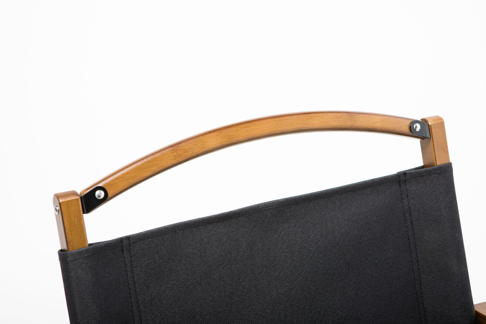 2x Bamboo Canvas Foldable Outdoor Camping Chair Wooden Travel Picnic Park - Black 5