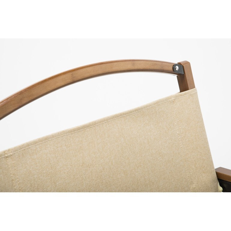 Bamboo Canvas Foldable Outdoor Camping Chair Wooden Travel Picnic Park - Khaki/Beige 3