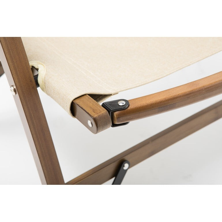 Bamboo Canvas Foldable Outdoor Camping Chair Wooden Travel Picnic Park - Khaki/Beige 4