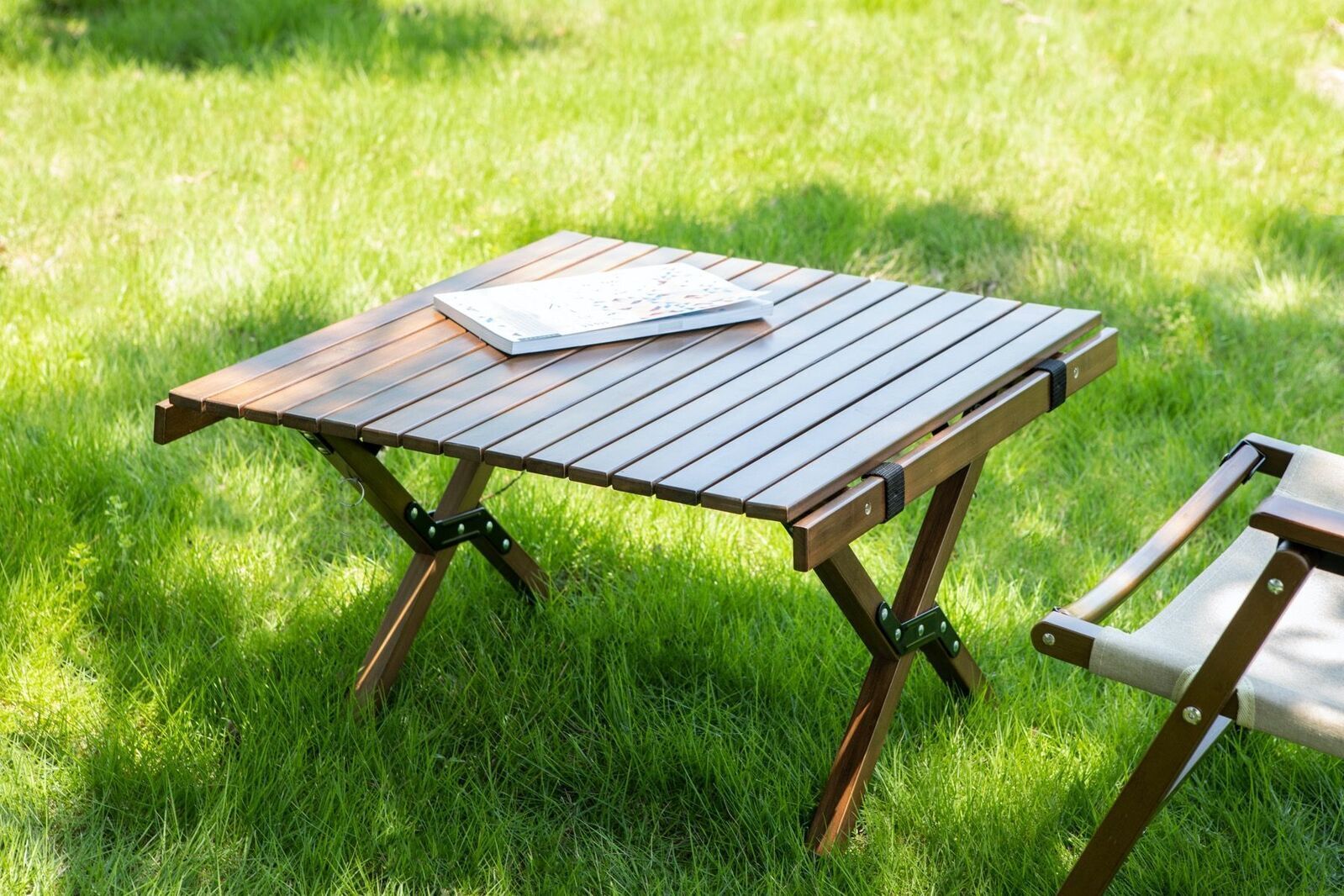 62cm Foldable Bamboo Outdoor Camping Table Waterproof Wood Wooden Travel - Small 7