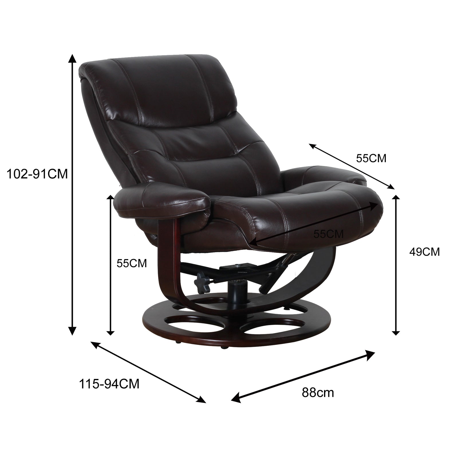 Julio Faux Leather Premium Reclining Lounge Arm Chair w/ Ottoman Swivel Sofa 4