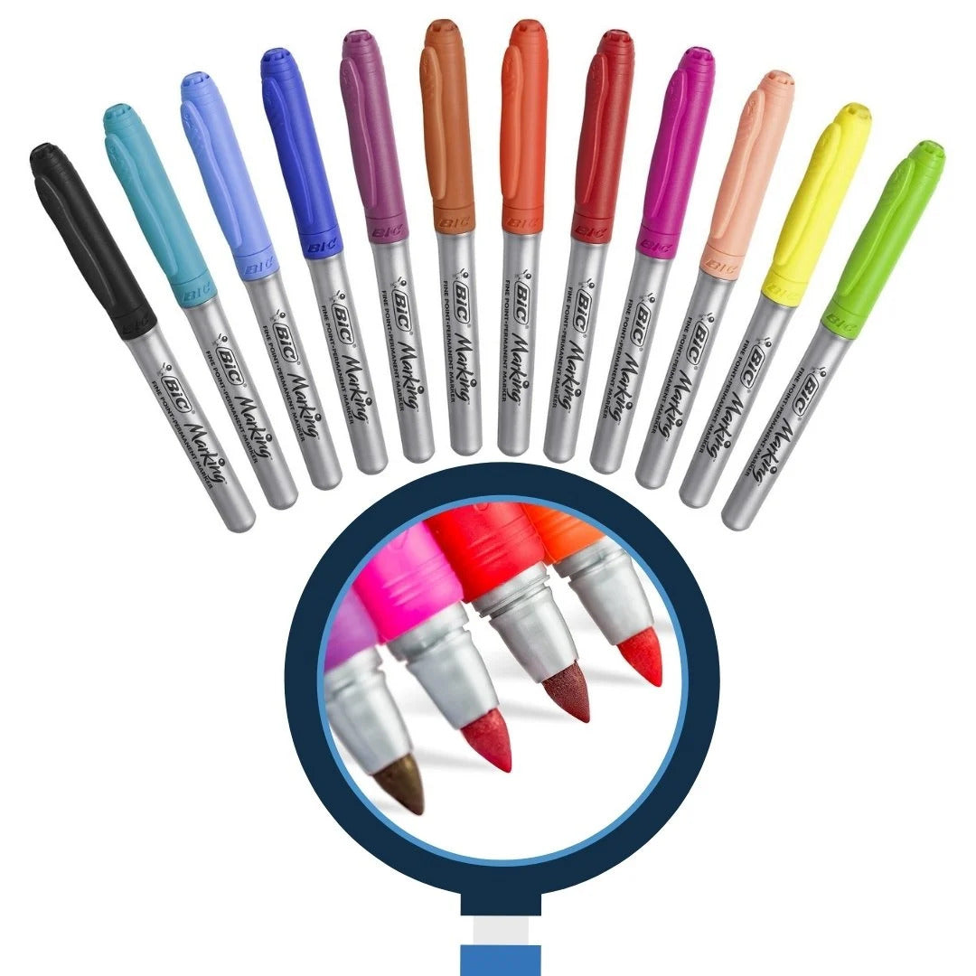 BiC Intensity Permanent Markers - 1 Pack of 12 - Assorted Colours 3