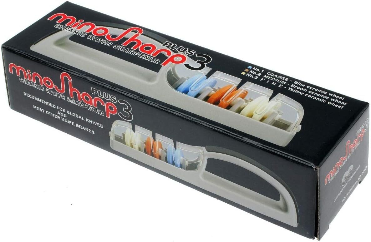 MinoSharp Plus 3-Stage Ceramic Water Sharpener 550/GB for Global Knives Knife 7