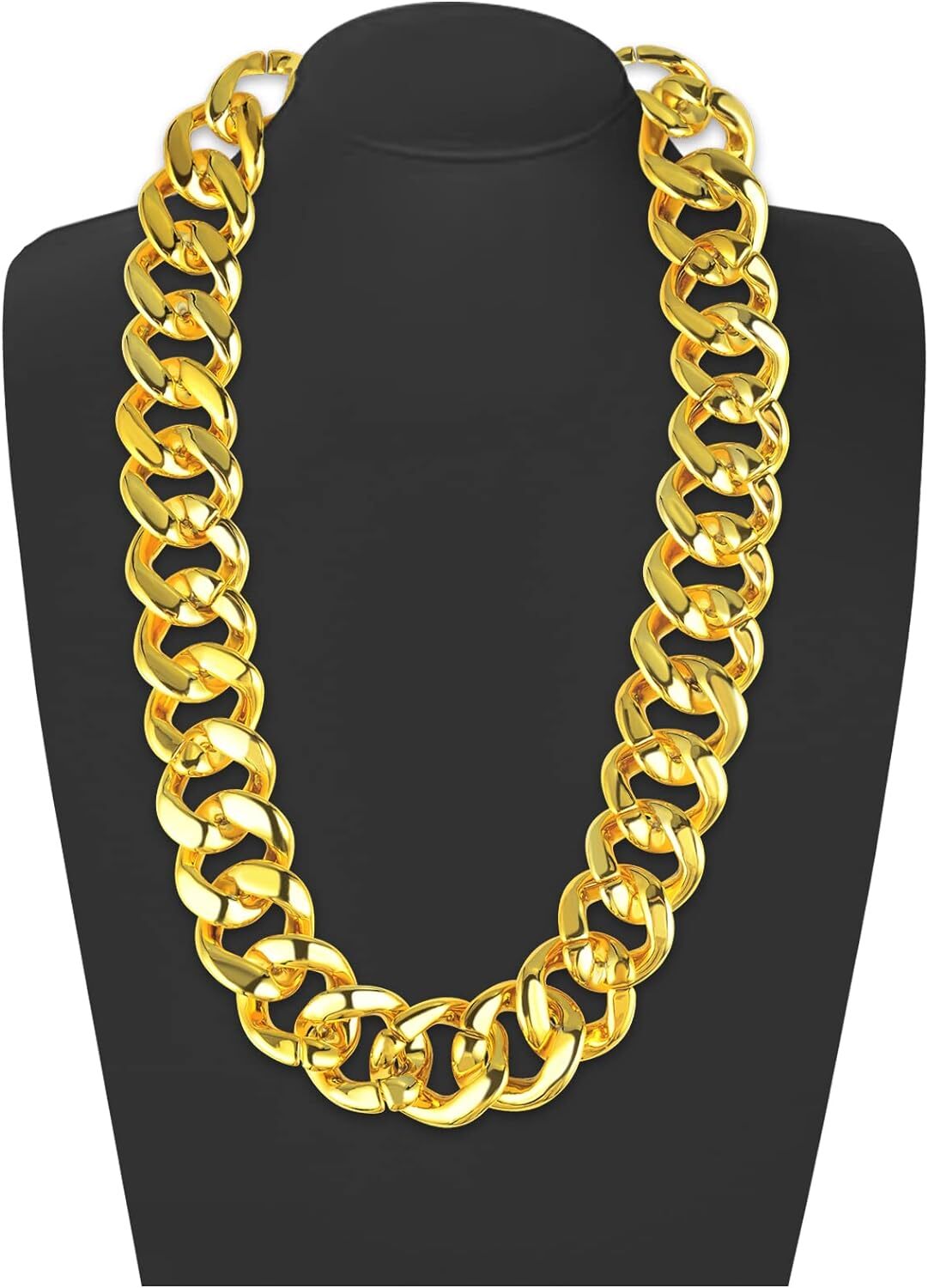 Adjustable Big Links Plastic Gold Color Chain Necklace Chunky Choker Party Costume Pimp 7