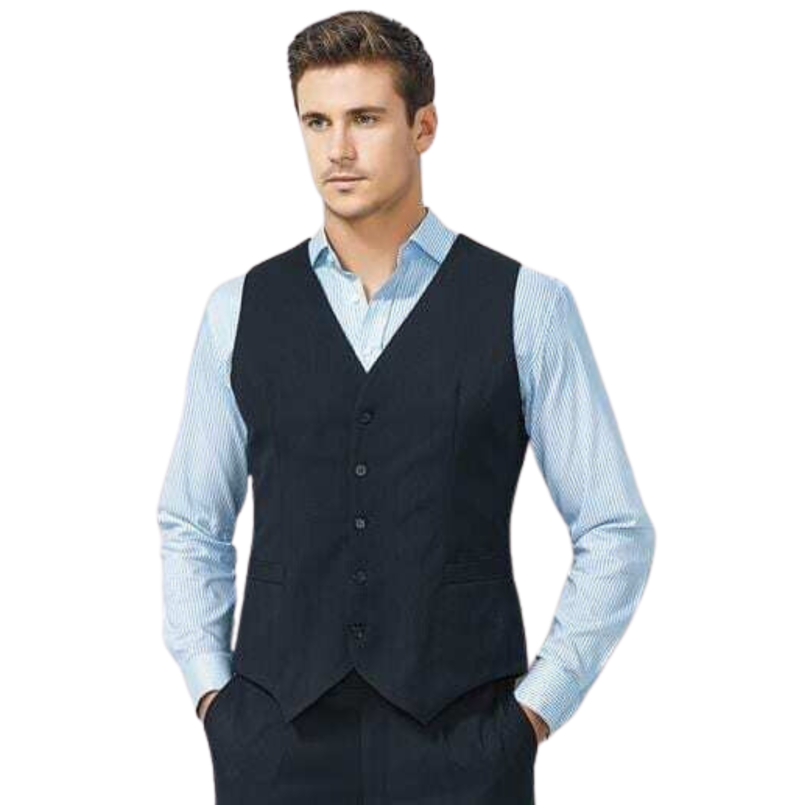 Mens Peaked Vest Waistcoat w/ Knitted Back Suit Formal Wedding Dress Up - Navy - 132 6