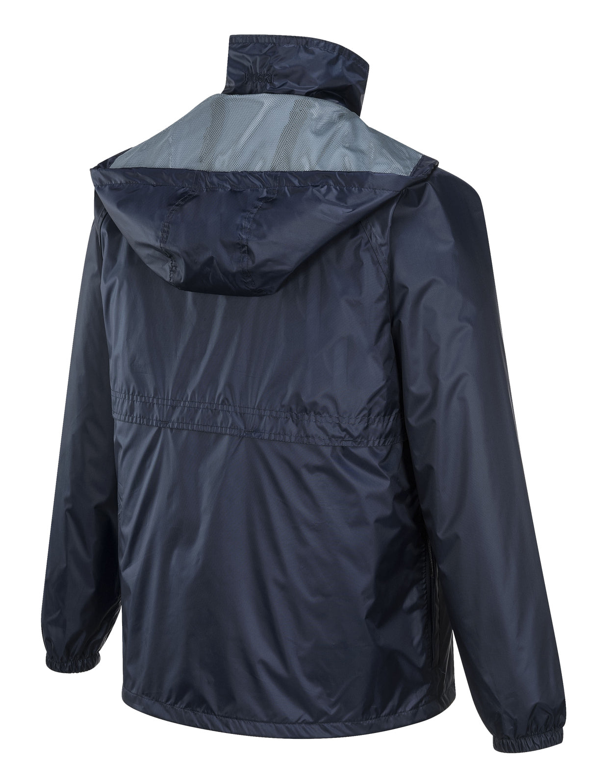 HUSKI STRATUS RAIN JACKET Waterproof Workwear Concealed Hood Windproof Packable - Navy Blue - S 4