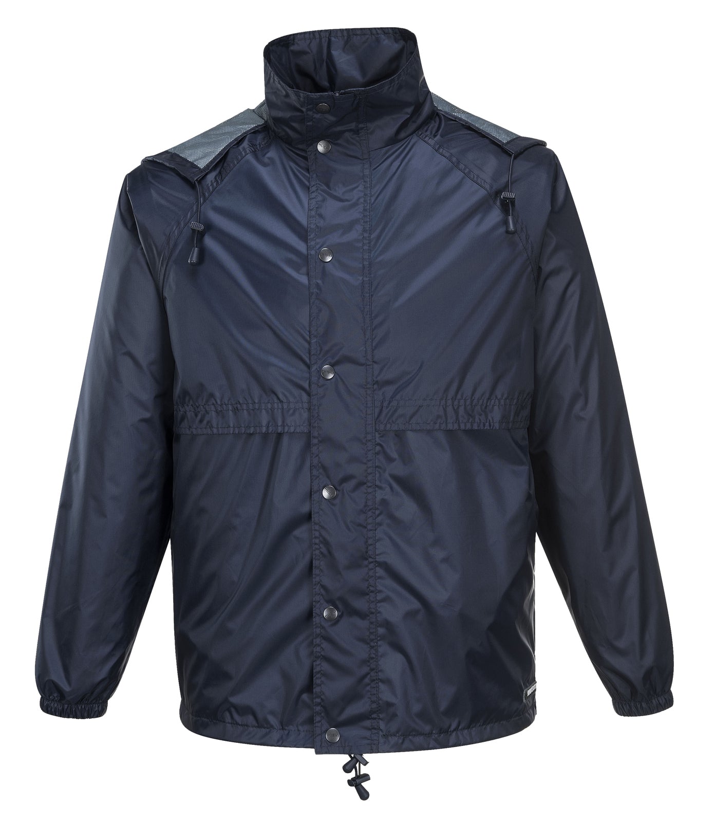 HUSKI STRATUS RAIN JACKET Waterproof Workwear Concealed Hood Windproof Packable - Navy Blue - S 6